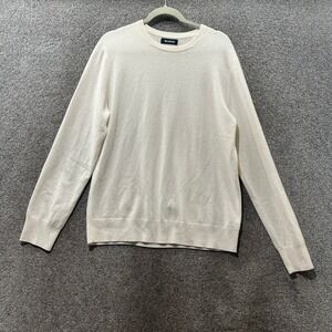 NAADAM 100% Cashmere Crewneck Sweater Men L Cream Fine Knit Luxury Minimalist